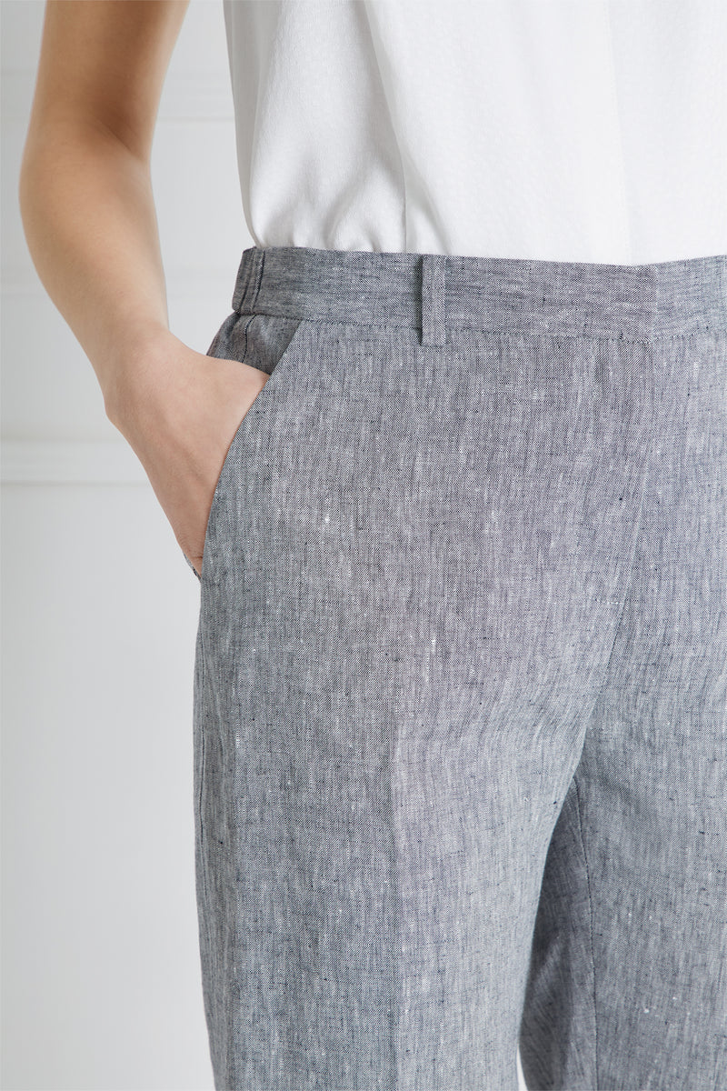 Regular Fit Light Blue Linen Trousers | Buy Online at Moss